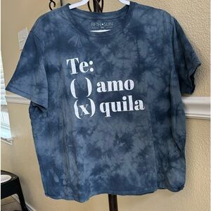 Blue tie dye tequila crop Tshirt